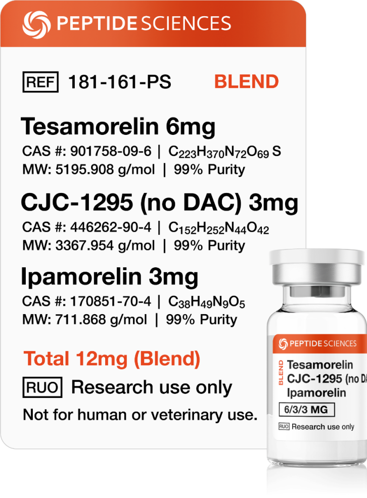 Tesamorelin, CJC-1295 (No DAC), Ipamorelin 12mg (Blend) – Peptide Sciences Canada